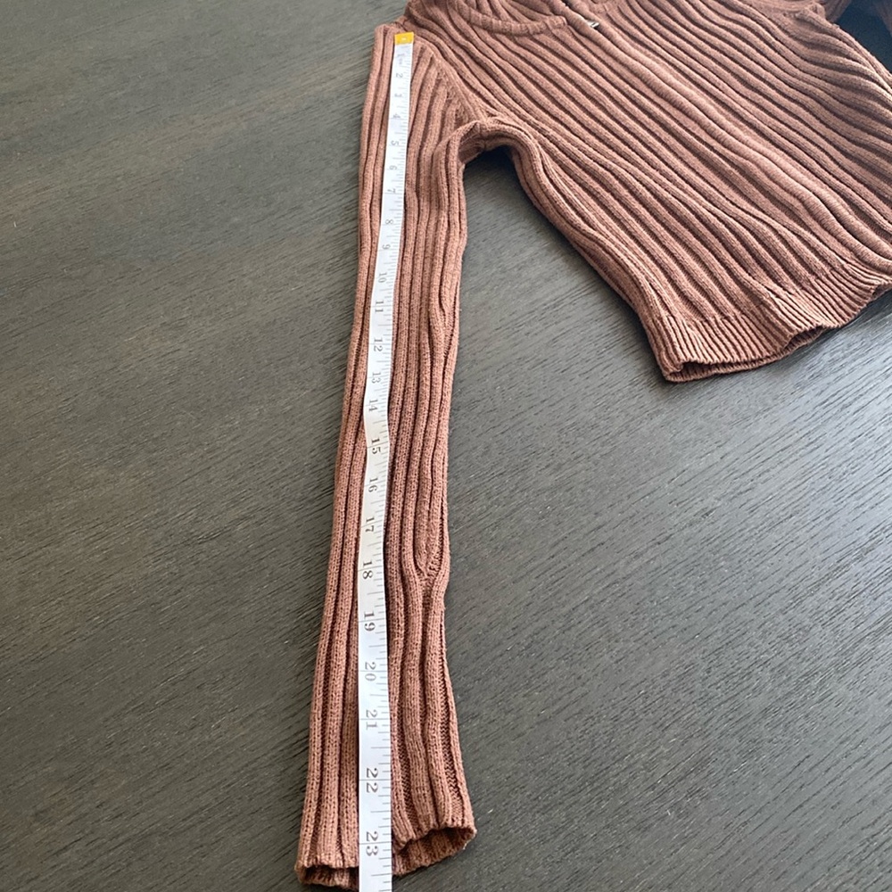 Aeropostale Brown full zipper ribbed hoodie - Picture 6 of 7
